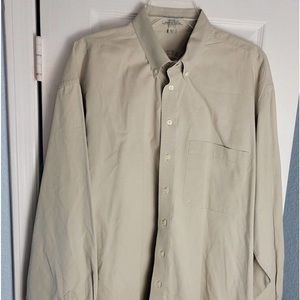 Cutter & Buck Shirt Mens XLT Beige Long Sleeve Button Down Cotton Business